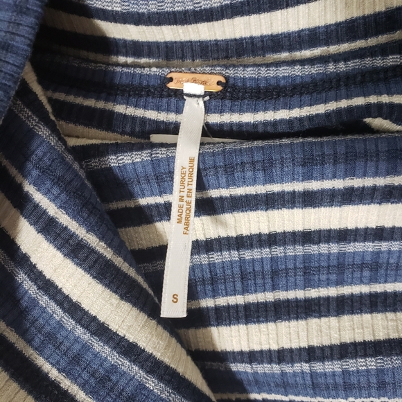 #40 Free People Cape Cold  Stripe Button Turtleneck - Picture 5 of 11